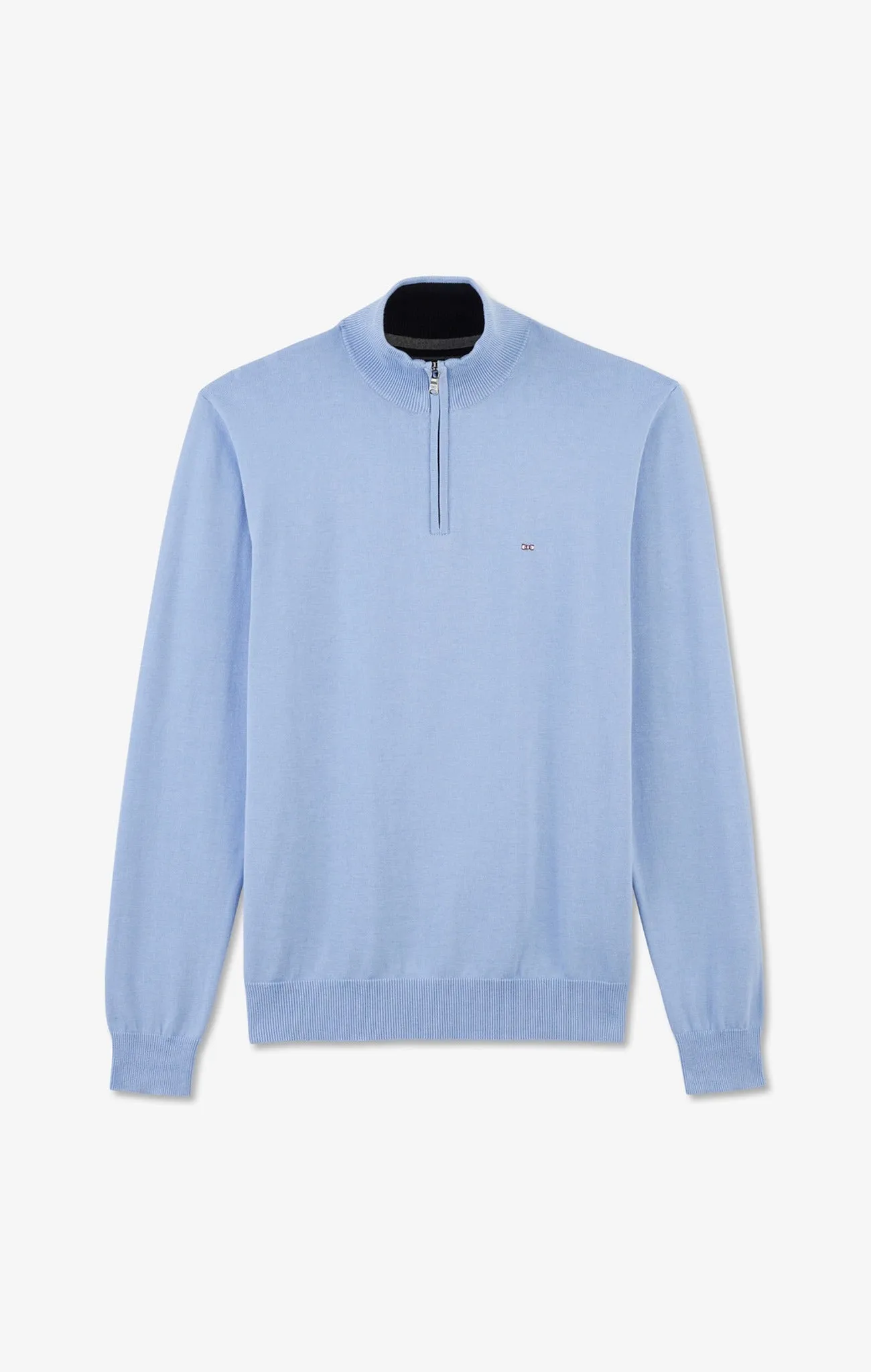 Blue cotton jersey jumper with trucker neck