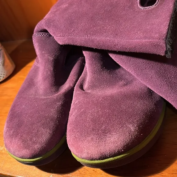 Bogs Boga Purple Green Suede Leather Fleece Lined Waterproof Winter Boots Size 6
