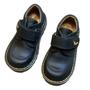 Dr. Martens ‘The Original’ Boys Black Leather Hook &amp; Loop Velcro Closure Oxfords