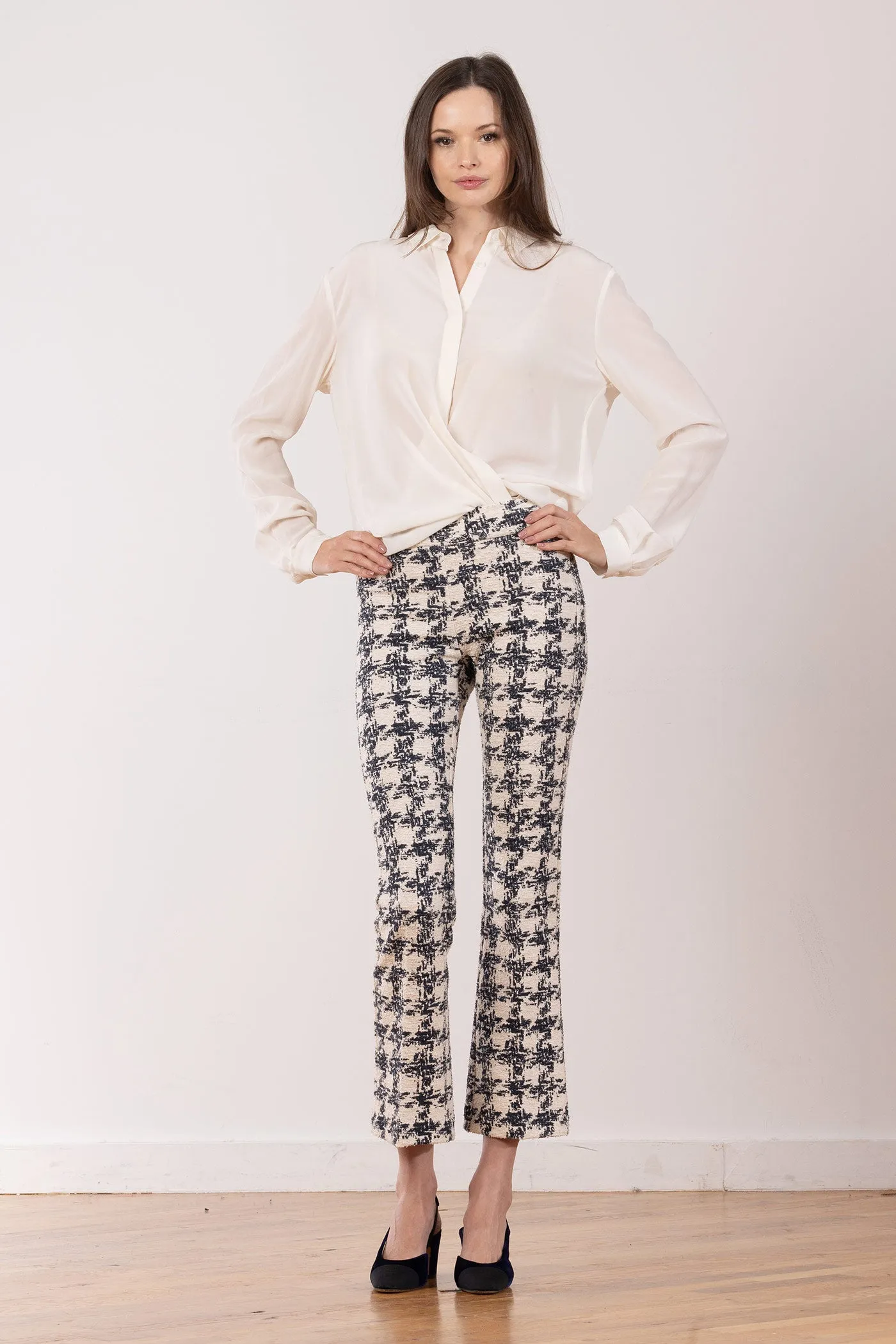 LEO Boucle Houndstooth Navy